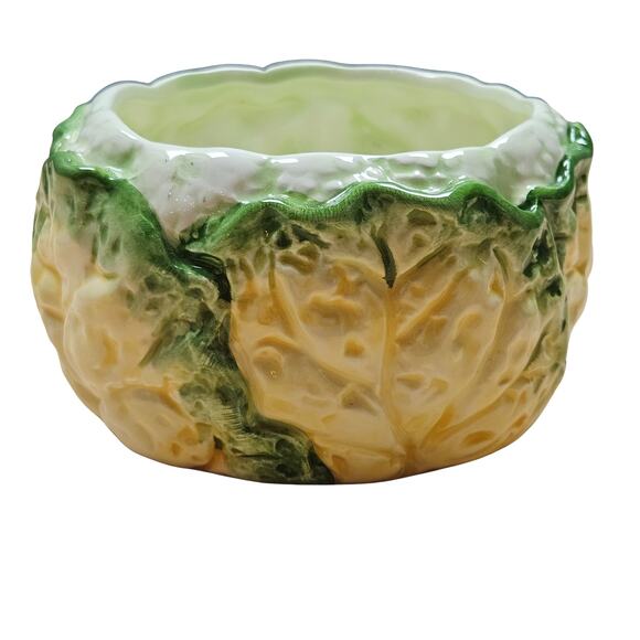 Shafford Org 1982 Green Cabbage Lettuce 4 Part Relish Plate 13" D with side dish - Picture 4 of 6